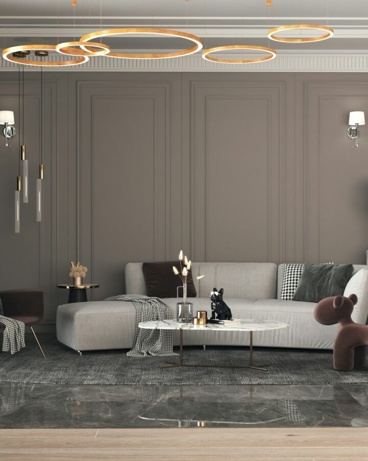 Phối cảnh nội thất phòng khách biệt thự